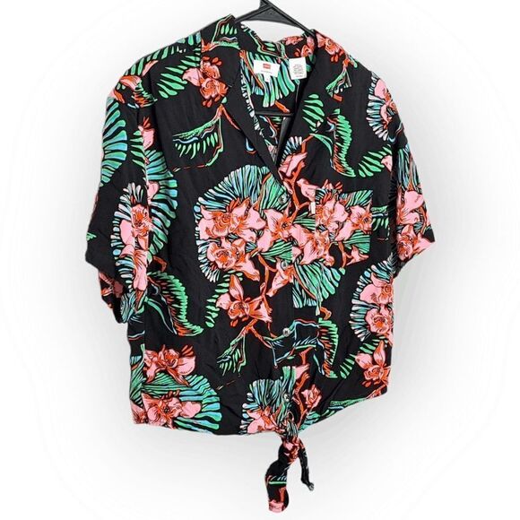 Levi's Clover Printed Tie Hem Shirt size XS NWT - Picture 4 of 11